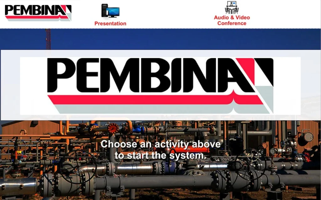 Pembina touchpanel user interface showing welcome screen