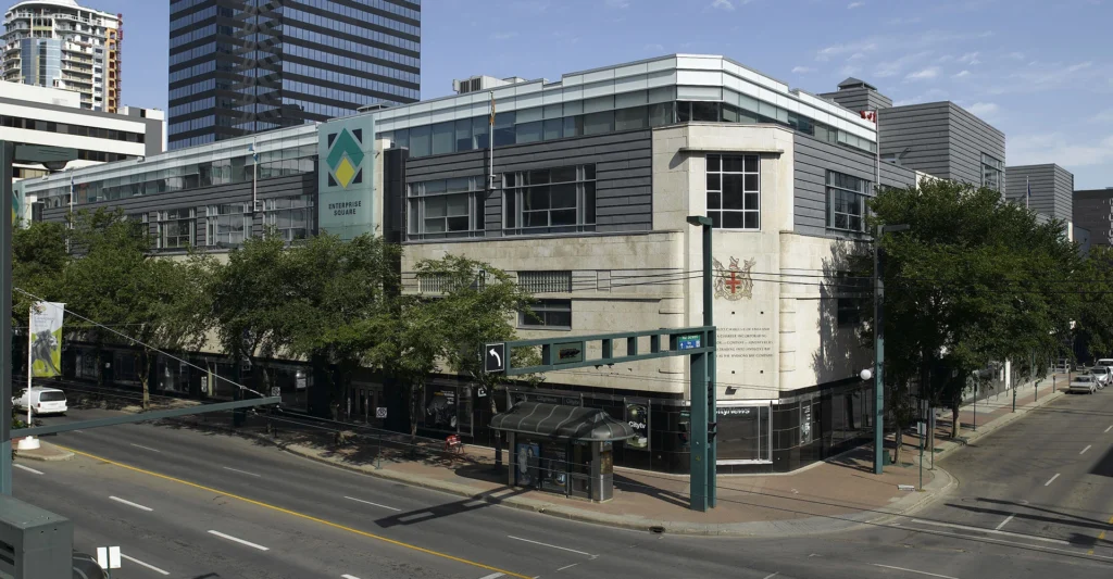 Outside of the University of Calgary Enterprise Square building (formerly the Hudson's Bay Building) in Edmonton, Alberta, Canada